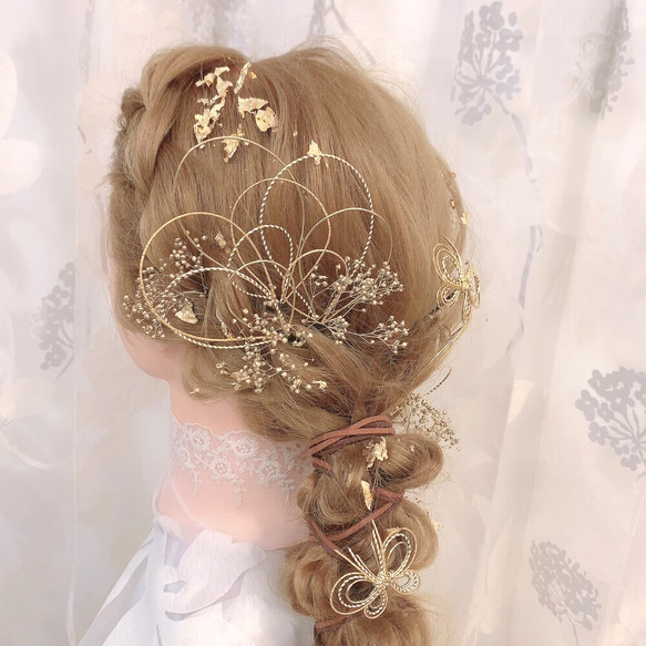 金箔ヘア✨ヘッドドレス★ウエディング★結婚式★花嫁★卒業式★ヘアアクセサリー★ヘッドパーツ★マタニティフォト★成人式 3枚目の画像