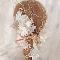 金箔ヘア✨水引✨蝶々✨ヘッドドレス★ウエディング★結婚式★卒業式★ヘアアクセサリー★成人式 4枚目の画像