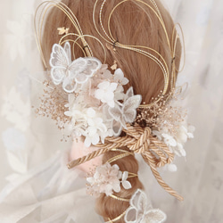 金箔ヘア✨水引✨蝶々✨ヘッドドレス★ウエディング★結婚式★卒業式★ヘアアクセサリー★成人式 5枚目の画像