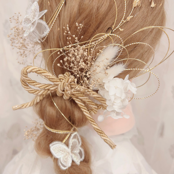 金箔ヘア✨水引✨蝶々✨ヘッドドレス★ウエディング★結婚式★卒業式★ヘアアクセサリー★成人式 4枚目の画像