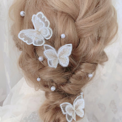 白 蝶々★単品　★ウエディング★結婚式★花嫁★卒業式★ヘアアクセサリー★髪留め★成人式★蝶　ヘアクリップ 3枚目の画像