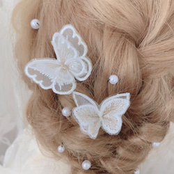 白 蝶々★単品　★ウエディング★結婚式★花嫁★卒業式★ヘアアクセサリー★髪留め★成人式★蝶　ヘアクリップ 6枚目の画像