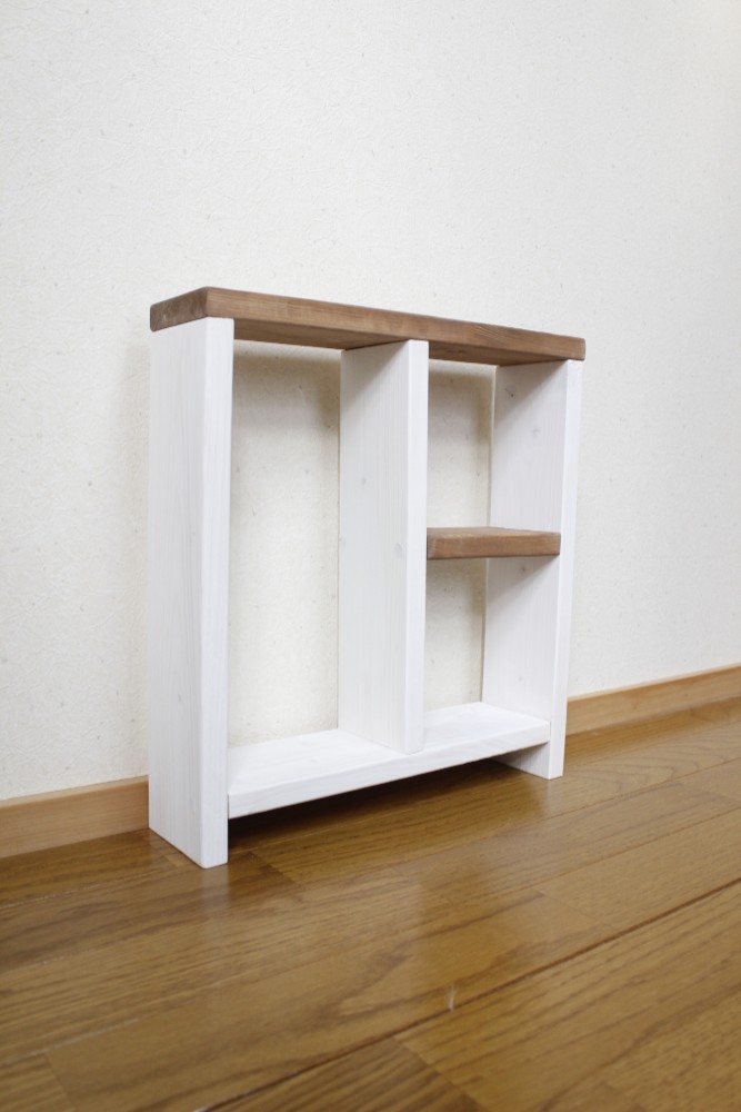 【送料無料】【vintage walnut×snow white】　奥行スリムなコンパクトトイレ収納