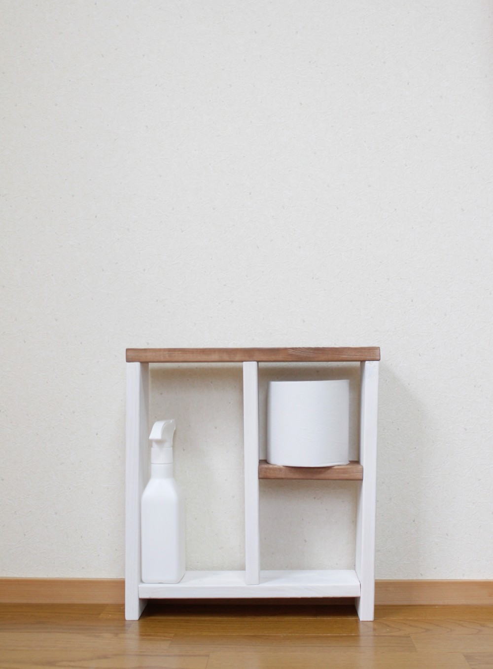 【送料無料】【vintage walnut×snow white】　奥行スリムなコンパクトトイレ収納