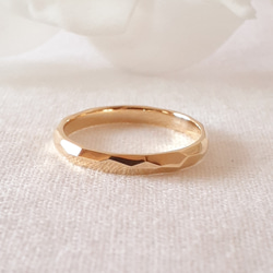 文字入れ可能】キラキラK18リング.多面カットリング 指輪・リング K.﻿S