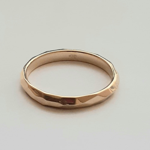 文字入れ可能】キラキラK18リング.多面カットリング 指輪・リング K.﻿S