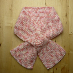 ば～ばの手編みのマフラー/ピンク 2枚目の画像