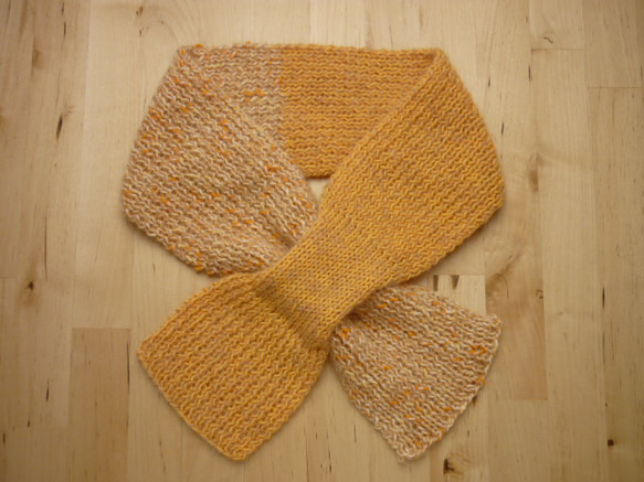 ば～ばの手編みのマフラー/オレンジ系 2枚目の画像