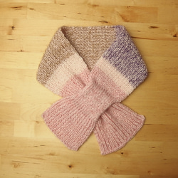 ば～ばの手編みのマフラー/マルチピンク4 2枚目の画像