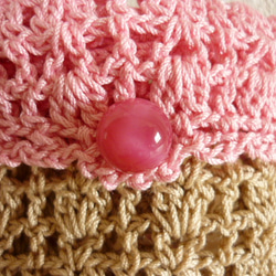 ば～ばの手編みのポーチ/ピンク 3枚目の画像