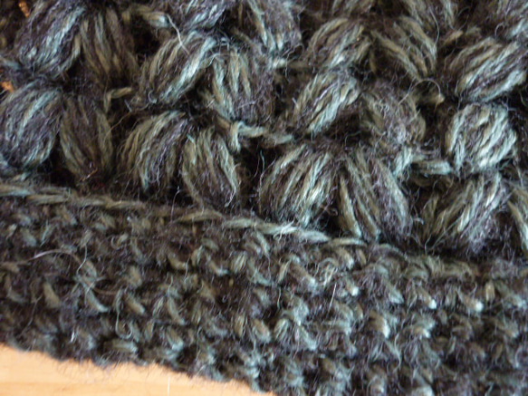 ば～ばの手編みの帽子/深緑×黒 3枚目の画像