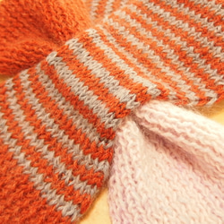 ば～ばの手編みのマフラー/しましまオレンジ 3枚目の画像