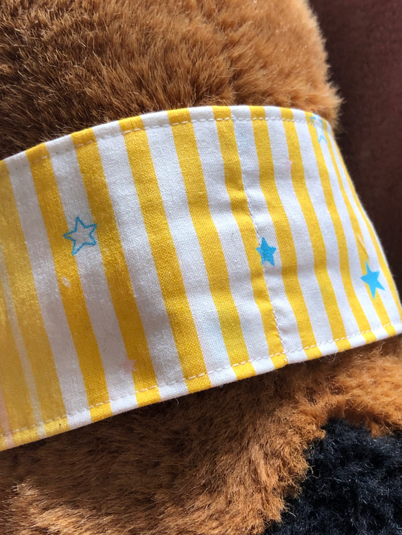 犬用ネッククーラー　黄色いストライプと青い星　保冷剤3個付　　送料込 3枚目の画像