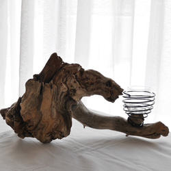 流木プランター エアープランツホルダー 植木鉢 花器 花瓶 ワイヤー グラスインテリア Lサイズ 8枚目の画像