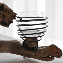 流木プランター エアープランツホルダー 植木鉢 花器 花瓶 ワイヤー グラスインテリア Lサイズ 9枚目の画像