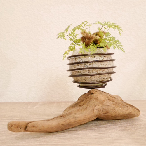 流木プランター エアープランツホルダー 植木鉢 花器 花瓶 ワイヤー