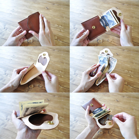 【残り1点！】薄型コンパクト財布（サイドオープン）／レッド 3枚目の画像