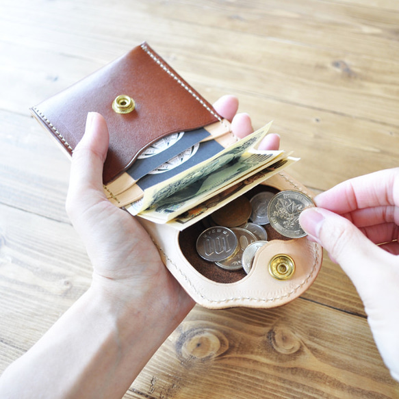 【送料無料】薄型コンパクト財布（サイドオープン）/栃木レザー6色展開 5枚目の画像