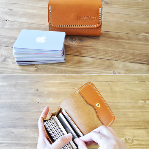 送料無料【大容量カードケース】栃木レザー／キャメル（35枚収納