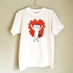 Tシャツ　「サンバを踊るねこ」　猫　ティーシャツ 1枚目の画像