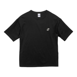 モッズな矢印ロゴのワンポイント刺繍　ビックシルエットTシャツ  【ブラック】程よい厚さ生地の半袖クルーネック 4枚目の画像
