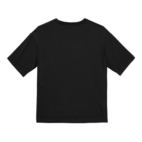 モッズな矢印ロゴのワンポイント刺繍　ビックシルエットTシャツ  【ブラック】程よい厚さ生地の半袖クルーネック 5枚目の画像