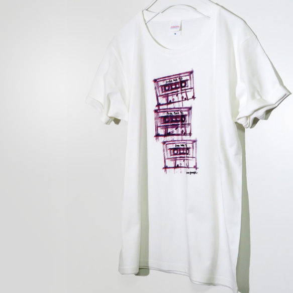 アートなカセットテープＴシャツ 【ホワイト】 ユニセックス 半袖クルーネックTシャツ 3枚目の画像