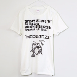 珍しいJAZZの音楽系Tシャツ【ホワイト】 ユニセックス 半袖クルーネックTシャツ 2枚目の画像