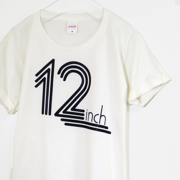 12インチレコードTシャツ【ホワイト】 ユニセックス 半袖クルーネックTシャツ 1枚目の画像