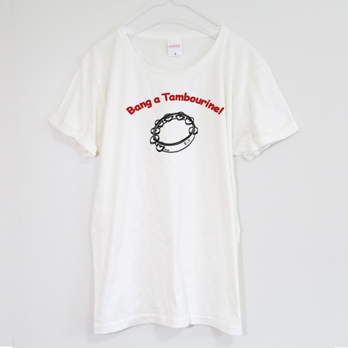 タンバリンのTシャツ【ホワイト】 ユニセックス 半袖クルー