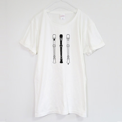 懐かしのリコーダーTシャツ【ホワイト】 ユニセックス 半袖クルーネックTシャツ 2枚目の画像