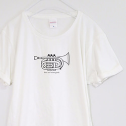 ポケットトランペットのTシャツ【ホワイト】 ユニセックス 半袖クルーネックTシャツ 1枚目の画像