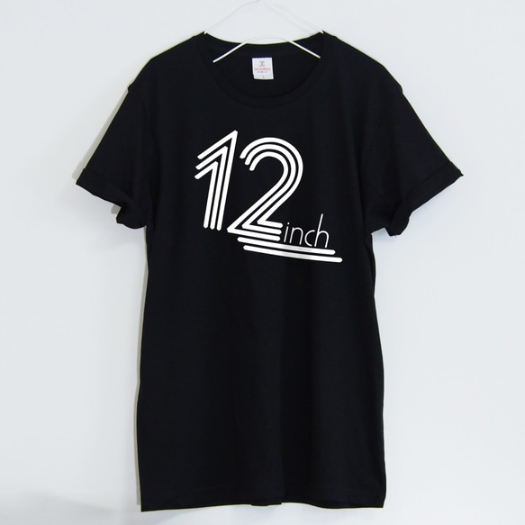 12インチレコードTシャツ【ブラック】 ユニセックス 半袖クルーネックTシャツ 2枚目の画像