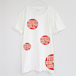 かわいいドットのロックンロールTシャツ【ホワイト】ユニセックス ケイブマン オリジナル クルーネックTシャツ 2枚目の画像
