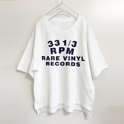 レアなレコードが大好きな方必見　ビッグTシャツ 【ホワイト】 フロントプリント　クルーネック　レディース専用 2枚目の画像