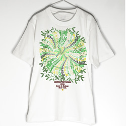 サイケデリック デザインのプレミアムなTシャツ 【ホワイト】やや厚め生地のハイグレード半袖クルーネック 2枚目の画像