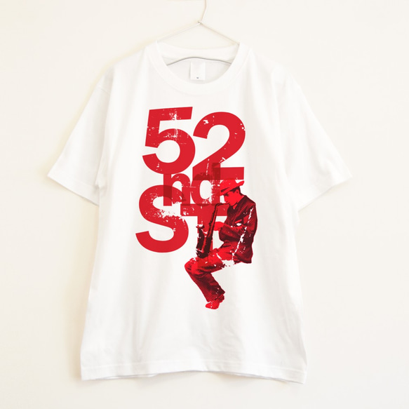 文字とサックスがカッコいいTシャツ プレミアム仕様【ホワイト】やや厚め生地のハイグレード半袖クルーネック 2枚目の画像
