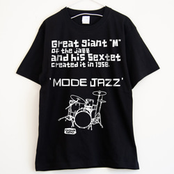 珍しいJAZZの音楽系Tシャツ  プレミアム仕様【ブラック】やや厚め生地のハイグレード半袖クルーネック 2枚目の画像