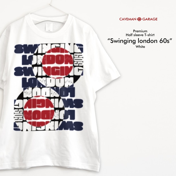 ロンドン1960sなデザインTシャツ  プレミアム仕様【ホワイト】やや厚め生地のハイグレード半袖クルーネック 1枚目の画像