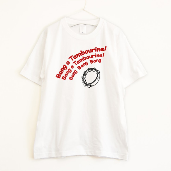 タンバリンのTシャツ プレミアム仕様【ホワイト】やや厚め生地のハイグレード半袖クルーネック 2枚目の画像