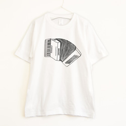 アコーディオンTシャツ   プレミアム仕様【ホワイト】やや厚め生地のハイグレード半袖クルーネック 2枚目の画像
