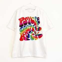 サイケデリックロックなミュージシャン系Ｔシャツ  プレミアム仕様【ホワイト】やや厚め生地のハイグレード半袖クルーネック 2枚目の画像