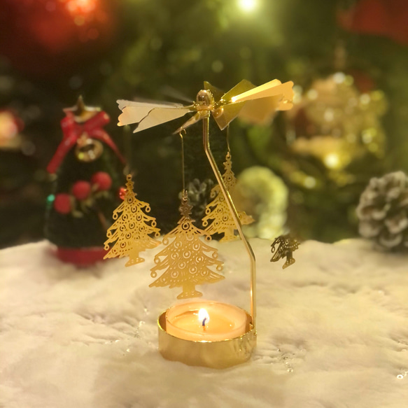 お好きな香りのソイアロマティーライトキャンドル＆くるくる回転クリスマスツリーカルーセルティーライトキャンドルホルダー 3枚目の画像