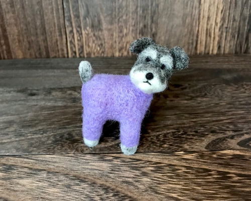 羊毛フェルト ミニチュアシュナウザー 茶色ちゃん ミニミニサイズ