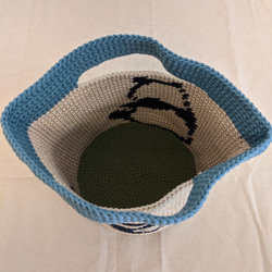 パンダの模様の手編みミニトートバッグ（ コットン 100%）パンダ　ミニトート 4枚目の画像