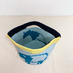 バクの模様の手編みミニトートバッグ（ コットン 100% ）動物　ミニトート 4枚目の画像