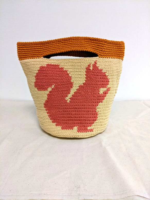 動物の模様　手編みミニトートバッグ（ コットン 100% ）ミニトート　動物 7枚目の画像