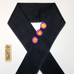 くるみボタン半衿　ハロウィン　カボチャネコ 5枚目の画像