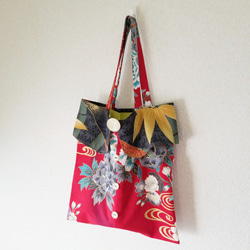 和柄の襟つきバッグ　輝夜姫に竹 7枚目の画像