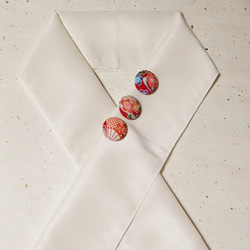 くるみボタン半衿用くるみボタン単品　赤和花柄 4枚目の画像